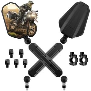 Wsays Adventure Motorcycle Mirrors 8/10MM Foldable Rear View Side Mirrors Quick-Adjust with 7/8" Handlebar Compatible with Honda CRF 300L Fit Kawasaki KLR650 Fit Yamaha Fit ATV Dirt Bike Scooter, Black