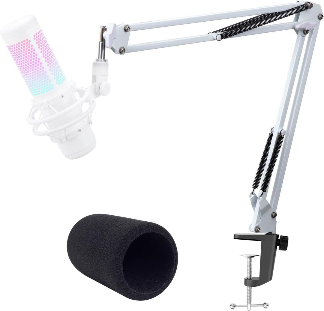 White Boom Arm for HyperX QuadCast S - White Mic Arm Compatible with Hyperx Quadcast White Microphone, Premium Microphone Boom Arm Stand by YOUSHARES