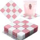 Queekay Pink and White Checkered Coaster Set of 6 for Drink 4" Square Glass Drinks Tiled Coaster Plaid Place Mat for Coffee Table Bar Plate Home Decoration Gifts for Mom
