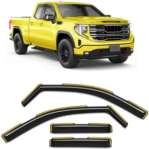 in-Channel Window Rain Guard for Chevy Silverado/GMC Sierra 1500 2019-2026 Double Cab Rain Guards Side Truck Window Visors Vent Visor Low Profile Window Deflectors Vent Shades Car Accessories
