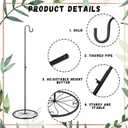 Blulu 2 Pack Adjustable Black Iron Shepherds Hook 34"-55" Shepherds Hook Metal Hummingbird Feeder for Wedding Event and Home Decor Garden Outdoor Plants Lantern Mason Jar Wind Chimes Wedding