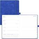 POPRUN Weekly Planner 2026 (Medium 6.5" x 8.5") Calendar 12 Months Notebook with Horizontal Layout, Leather Soft Cover, Monthly Tabs, Inner Pocket, 100GSM Thick Paper, Pen Holder - Royal Blue