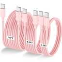 3-Pack Pink [3.3FT+6.6FT+10FT] 60W USB C to USB C Cable, Type C Fast Charging Cable for iPhone 16 15 Pro Plus Pro Maxfor Galaxy S24 S23, for iPad Pro/Air, for MacBook Pro/Air and More