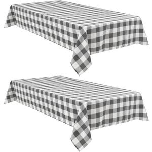 Hiasan Buffalo Plaid Tablecloth Waterproof, 2 Pack, 60 x 102 inch - Checkered Table Cloth Rectangle for Outdoor Picnic/Party/Dining, Grey and White Gingham Pattern