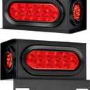 2PCS Steel Trailer Light Boxes Housing Kit with 6-Inch Oval LED Tail Lights (10LED) and 2-Inch Round LED Side Marker Lights (9LED), Grommets & Wire Connectors Included (Red)