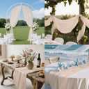 10ft Cheesecloth Table Runner, 3 pcs 120-Inch Boho Gauze Table Runner, Ivory Bubble Gauze Rustic Sheer Fabric for Wedding, Bridal Baby Shower, Spring Party Table Decor