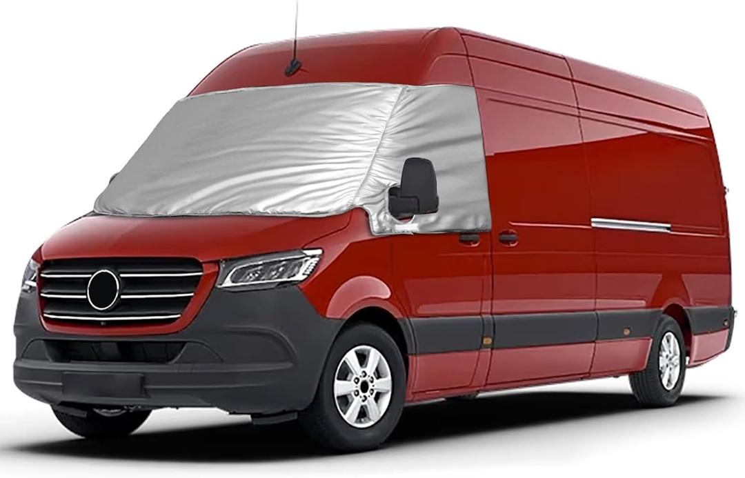 Windshield Sun Shade Cover Compatible with Mercedes-Benz Sprinter VS30 2019-2025, Front Window Sunshade Cover Windshield Cover for UV Protection & Privacy Shield, with Mirror Cutouts
