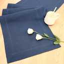 Linen Table Runner 36 Inches Long, 100% Natural Table Runners Small Runner for Coffee Table Kitchen Dining Dresser Fall Thanksgiving Christmas New Year Holiday(Navy Blue,14x36)