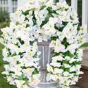 HyeFlora Bougainvillea Artificial Hanging Flowers Plants for Outdoors Decoration, 2pcs White Fake Flowers Silk Bougainvillea Vines Realistic UV Resistant Faux Flowers for Outdoor Planters Patio Yard