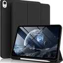 for iPad (A16) 11th 10th Generation Case 11/10.9 Inch with Pencil Holder 2025/2022, Slim Trifold Stand Protective Cover, Hybrid Cover with Soft TPU Back, Black