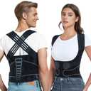 Back Brace Posture Corrector for Women and Men with Spine Vertical Alignment System, Lower Back Pain Relief, Back Straighter Instant Posture Corrector - Scoliosis (Black, Medium (Waist 32"-40")