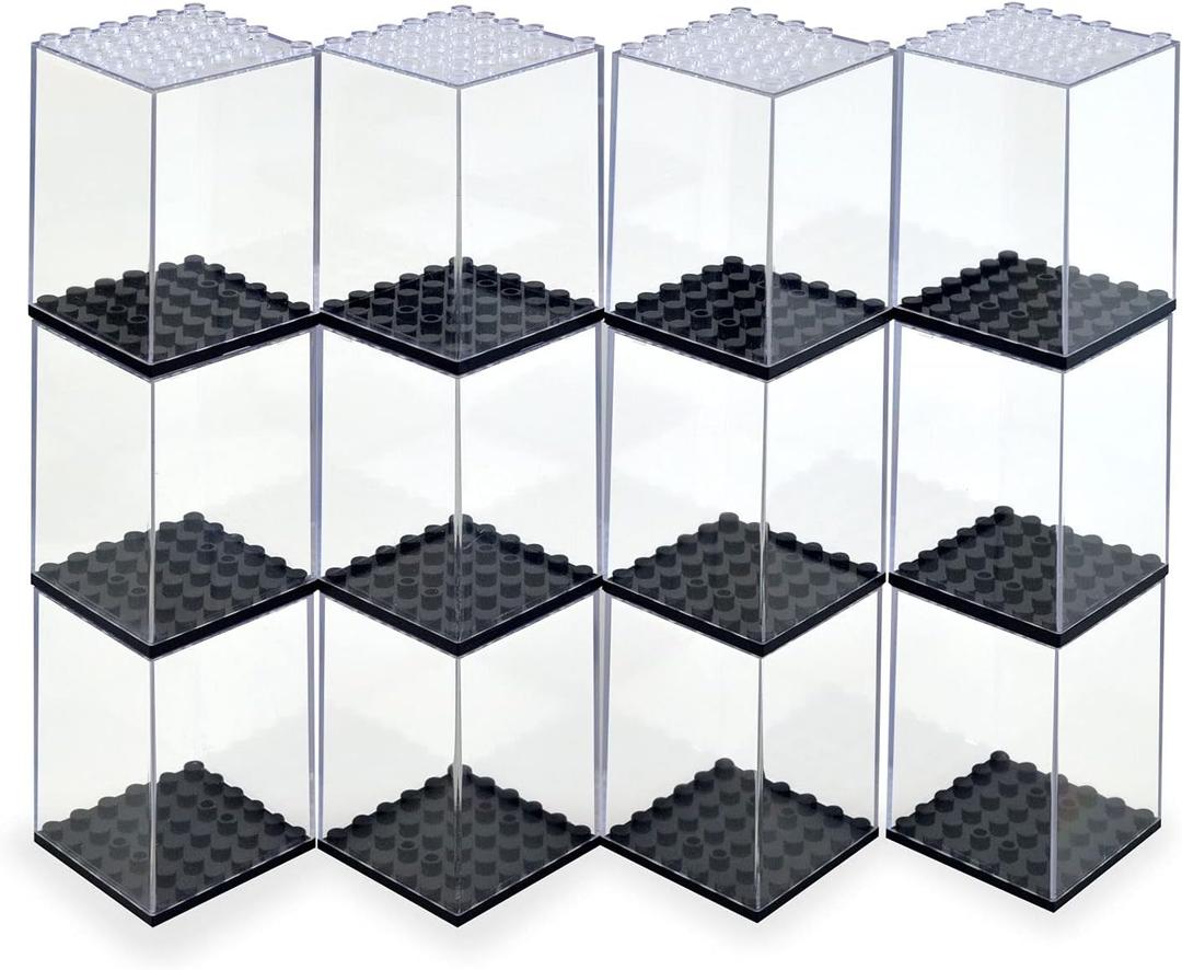 Minifigures Acrylic Display Case Action Figure Building Block Display Box High-Transparency Stackable Storage Case for Figurines Toys and Collectibles(12PCS)