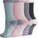 MQELONG Non Slip Hospital Socks with Grips for Women Winter Warm Cozy Fuzzy Slipper Soft Fluffy Sleep Socks