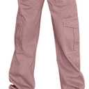 Lepunuo Cargo Pants for Women High Waisted Casual Pants Baggy Stretchy Wide Leg Y2K Streetwear with 6 Pockets (X-Large, Purple Gray)