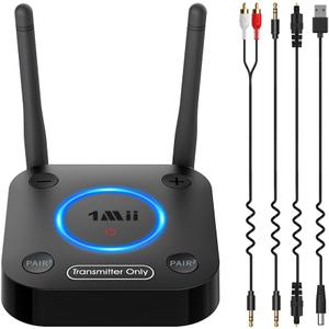 1Mii B06TX Bluetooth 5.0 Transmitter for TV to Wireless Headphone/Speaker, Bluetooth Adapter for TV w/Volume Control, AUX/RCA/Optical/Coaxial Audio Inputs, Plug n Play, aptX Low Latency & HD