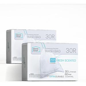 Home Zone Living 2-Pack 8 Gallon Kitchen Trash Bags with Drawstring Handles, Heavy Duty Custom Fit Design for 30 Liter Dual Recycling Liners, Code 30R, 60 Count