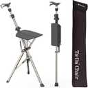 Ta-Da Chair Series 1 Pro, Portable Trekking Hiking Pole, Folding Walking Stick with Seat, Walking Cane with Chair, Foldable Chair, Lightweight Aluminum, Easy Carry and Storage, Anti-Slip (Black)