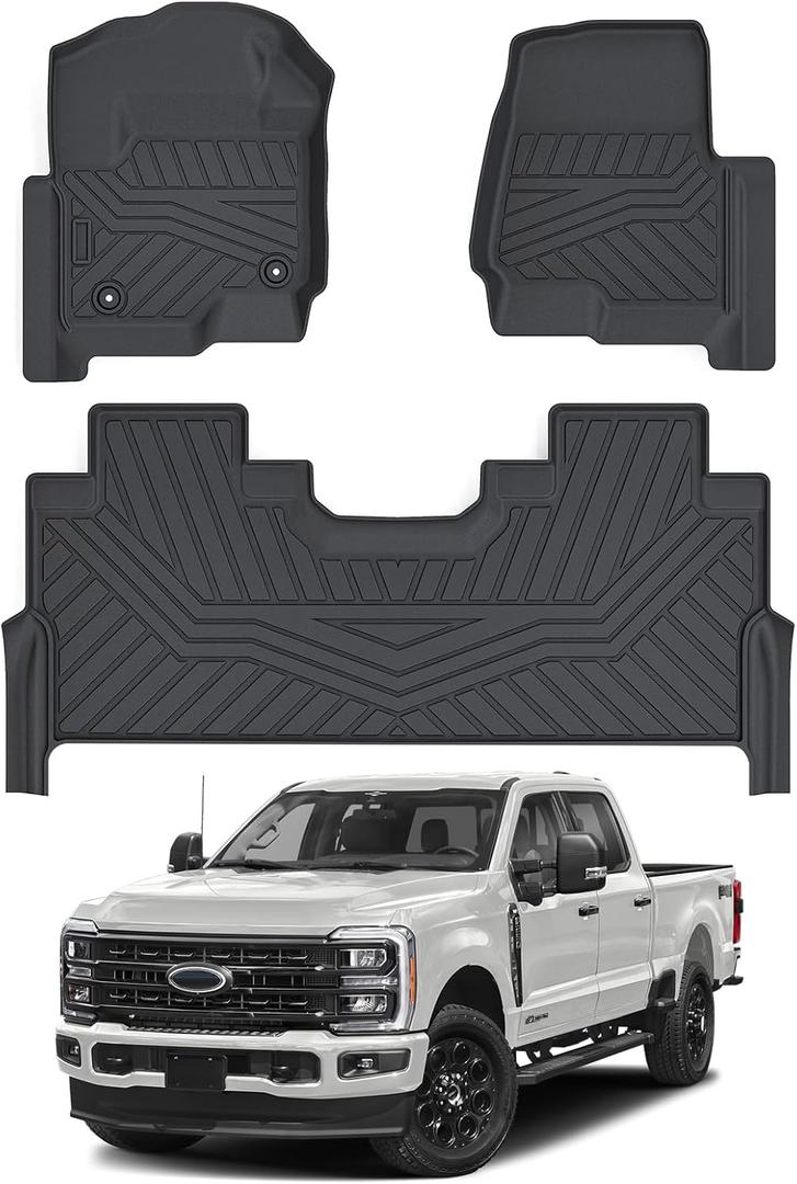 Cartist Floor Mats for 2017-2024 2025 2026 Ford F-250/F-350/F450 Super Duty Crew Cab w/Under Seat Storage, All Weather Floor Liners for F-250 Accessories, Heavy Duty Car Mats, Car Accessories