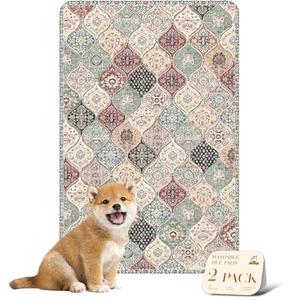 nunubaby Washable Pee Pads for Dogs, Stylish, Non-Slip and Leak-Proof Pee Pads. Reusable Potty Pads for Dogs for Crates and Floors.(Dark Red/Multi, 24" x36" )