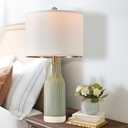23.75" Modern Ceramic Single Table Lamp for Living Room Farmhouse Bedside Nightstand Lamp for Bedroom Home Office Dorm Green
