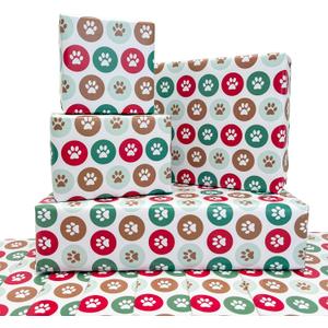 5 x Vnaaem 10 Sheets Paw Print Wrapping Paper - Funny Christmas Dog Cat Paw Design Gift Wrap for Winter Holiday Birthday Baby Shower - 20 X 28 Inches