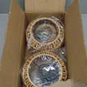 2 Pack Plug in Pendant Light Rattan Hanging Lamp with Switch,Mini Rattan Boho Semi Flush Mount Ceiling Light,Hand Woven Hallway Light Fixtures for Bedroom Entryway