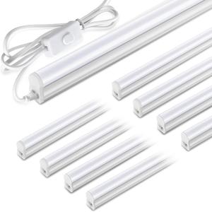 Pak 4FT LED Shop Lights, 2300LM 6500K Cool White, 20W Energy Efficient Linkable Ceiling and Under Cabinet Lighting, T5 Integrated Utility Fixture for Garage, Workshop, Basement, FCC Certified, 8 Pack
