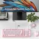 Wireless Keyboard and Mouse Combo, 2.4GHz USB Receiver, Plug and Play, Retro Full Size Typewriter Keyboard and Wireless Mouse for Computer, Laptop, Windows, Mac, and PC (Pink)