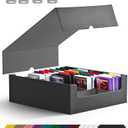 ZLCA Card Storage Box for MTG PTCG, Commander Deck Box Holds 3200+ Cards, Trading Card Storage Case with 4 Stoppers, Card Organizer for TCG Sport Cards(Black)
