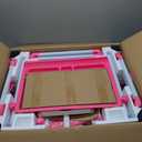 Diroan Kids Functional Desk and Chair Set, Ergonomic Height Adjustable Children School Study Desk with Tilt Desktop, Book Stand, LED Light, Metal Hook and Storage Drawer for Boys Girls(Pink) (Large)