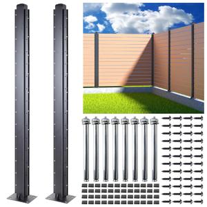 Q235A-Steel 5ft (H/58in) Heavy Duty Fence Post - Serial Post, Suitable for Outdoor Patio, Backyard and Garden Fence Post Bracket Construction (2pack-Matte Black) Q235A-Steel 5ft (H/58in) Heavy Duty Fence Post - Serial Post, Suitable for Outdoor Patio, Backyard and Garden Fence Post Bracket Construction (2pack-Matte Black)