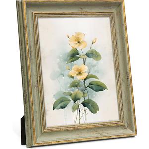 Afuly 8x10 Picture Frame Vintage Photo Frames 8 by 10 Picture Frames Retro Distressed Family Frames Wall Desktop Display, Unique Anniversaries Birthday Gifts for Mom Grandma Women (Green Gold)