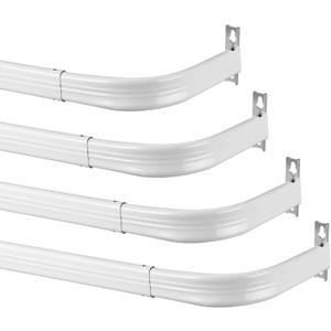 Wesiti 4 Packs Curtain Single Rods Bulk for Windows Adjustable Tension Rod for Door Kitchen Valance Sash Curtains, Bracket and Hardware Included(48-84 Inch, White)