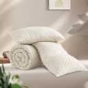 Andency Oversized King Comforter 120''x120'', 3 Pieces Beige Super King Boho Bedding Set & Collections, All Season Soft Farmhouse Tufted Fluffy Bed Set (1 Comforter, 2 Pillowcases)