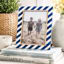 Handicrafts Home 4x6 Vintage Blue Picture Frame, Decorative Wall & Tabletop Frame for Living Room, Bedroom, Office, Gallery Wall, Modern Farmhouse & Boho Home Decor, Resin Inlay & Brass Decorative Picture frame for Vintage Decor - Halo Gondola collection