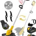 20000 RPM (6.0Ahx2) Electric Weed Wacker,Dual-Durable-Line,Metal Blades,Wheel,4-in-1 Battery Powered Weed Eater Cordless+String Trimmer+Edger Lawn Tool+Brush Cutter,Weed Whacker,Weed Trimmer Lawn