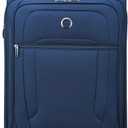 DELSEY PARIS Helium DLX Softside Expandable Luggage with Spinner Wheels, Navy Blue, Checked-Medium 25 Inch