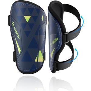 Shin Guards Soccer Kids Youth, CE Certified Airsfish Shin Guard Protection Gear for 2-18 Years Old Boys Girls Teenagers High Impact Resistant Breathable Comfortable 1 Pair 4 Sizes (Small, Navy)