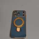 Compatible with iPhone 17 Pro Max Case with Magnetic Ring Stand [Compatible with Mag-Safe] [Full Camera Lens Protector] Soft Plating Phone Case for iPhone 17 Pro Max 6.9", Grey Blue