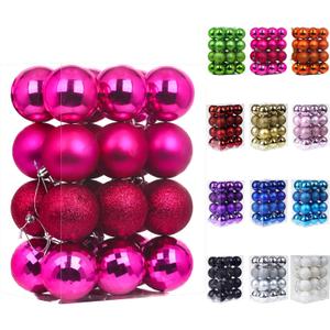 Emopeak 24Pcs Christmas Balls Ornaments for Xmas Christmas Tree - 4 Style Shatterproof Christmas Tree Decorations Hanging Ball for Holiday Wedding Party Decoration (Rose Red, 2.4"/6.2CM)