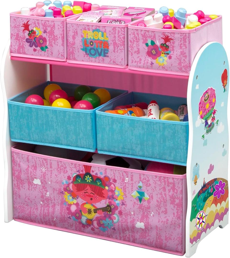 Delta Children Design and Store 6 Bin Toy Storage Organizer, Trolls World Tour