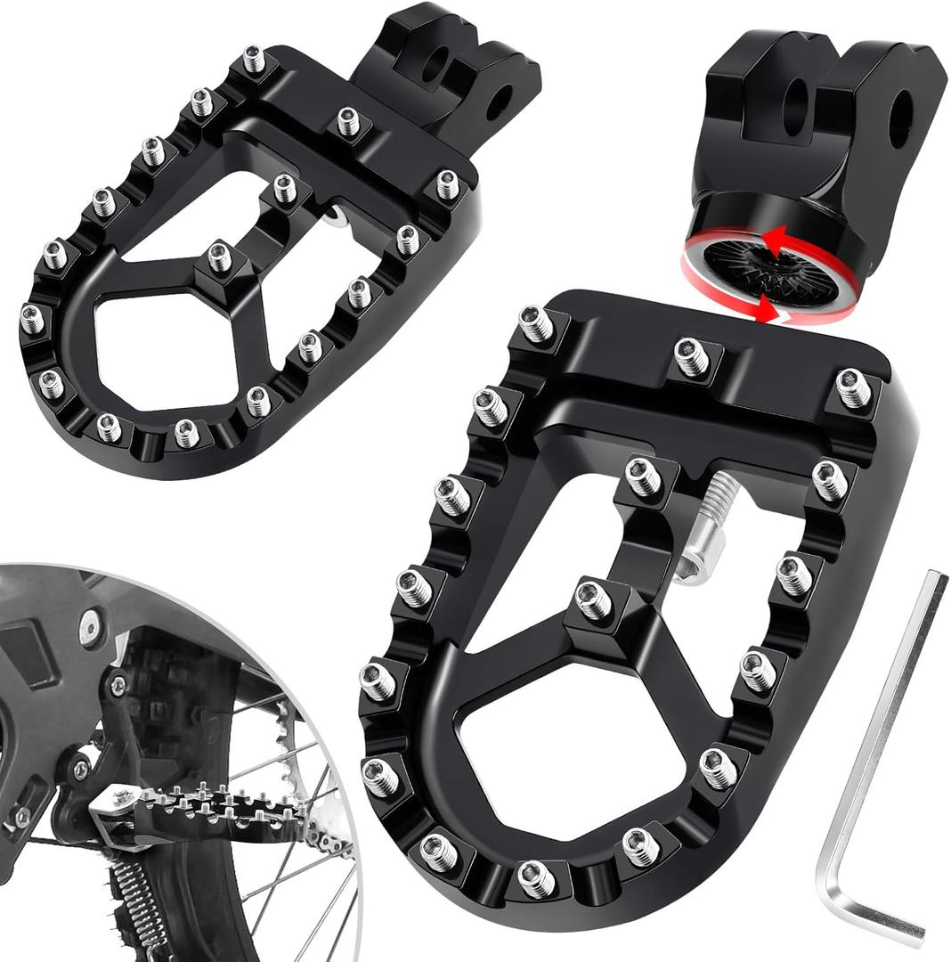 Benlari Dirt Bike Foot Pegs A3 Steel 360 Adjustable Wide Motorcycle Footpegs Fit for Surron S/X Segway X260 X160 Talaria Sting MX3 MX4 Talaria XXX Black