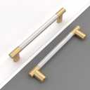 10 Pack 5"(128mm) Gold and Nickel Cabinet Pulls, Knurled Brushed Nickel & Gold Cabinet Handles for Kitchen Drawers, Dresser - Silver and Gold Cabinet Hardware, Stainless & Gold Zinc Alloy