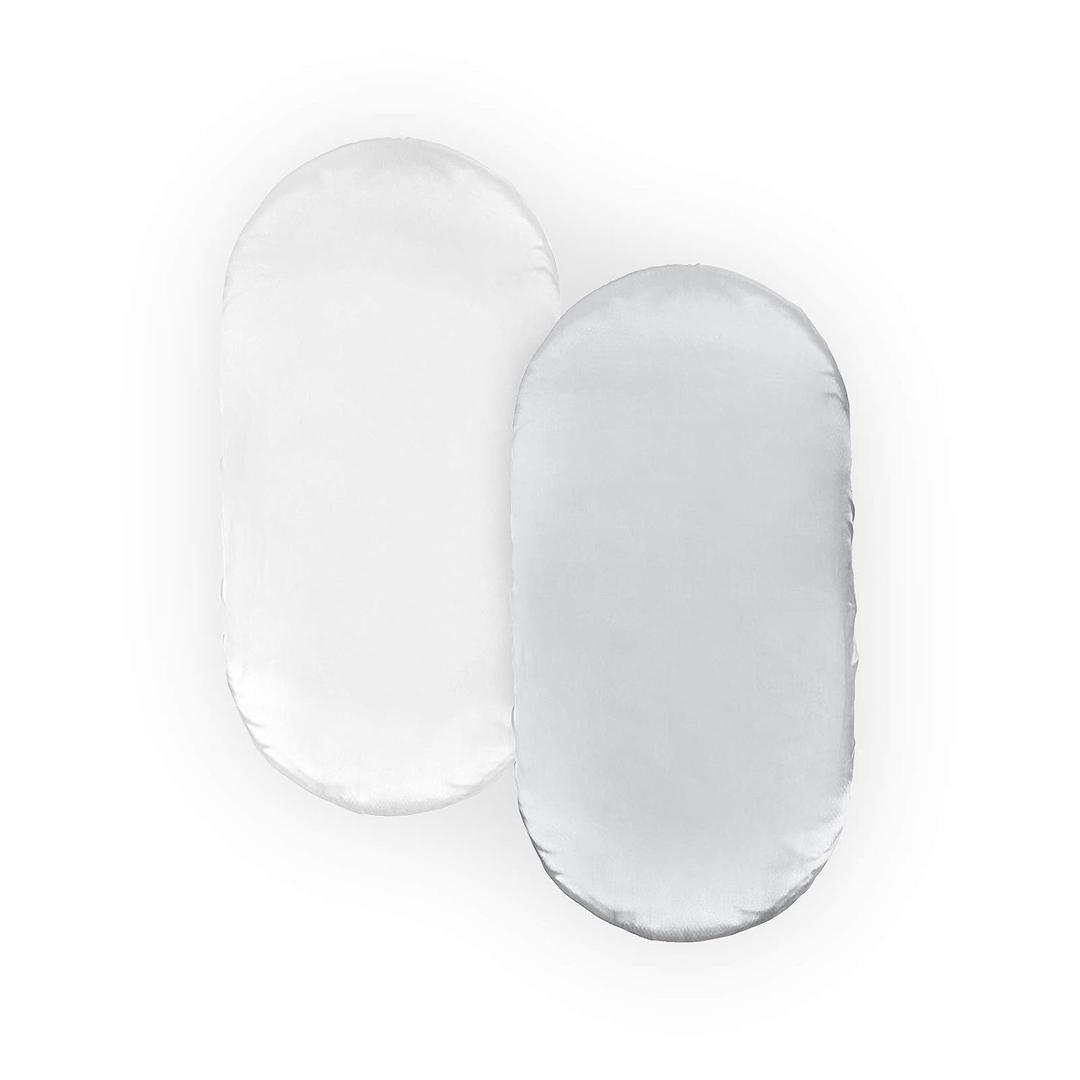 Pro Goleem Satin Bassinet Sheet 2 Pack Great for Baby Hair Soft Silk Feeling Sheet for Cradle or Bassinet PadMattress for Boys and Girls Gift for Newborn and Infant White and Gray