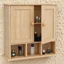 TaoHFE Natural Wooden Color Bathroom Wall Cabinet with 2 Door Adjustable Shelves,Over The Toilet Storage Wall Mounted Medicine Cabinets for Bathroom Laundry Room Kitchen, 20.1" L X 5.1" W X 22.8" H