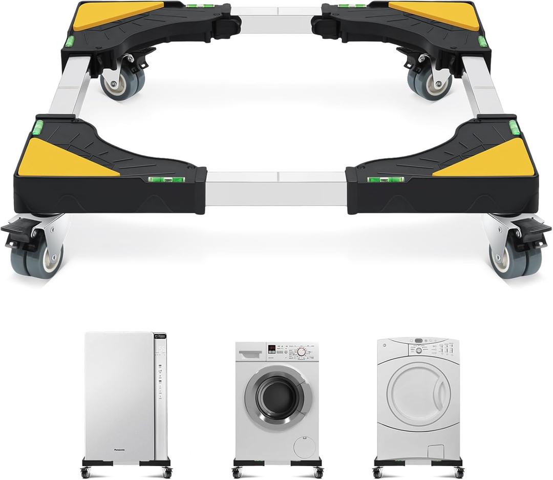 W B D WEIBIDA Mobile Roller with 4 Locking Wheels, Adjustable Furniture Dolly Mini Fridge Stand Appliance Dollys Cart Washer Pedestal for Portable Washing Machine, Dryer, Refrigerator