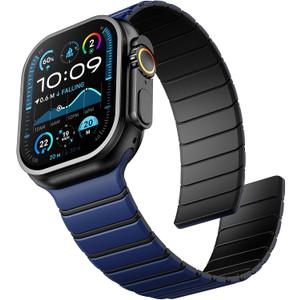 Sport Magnetic Bands Compatible with Apple Watch 49mm 46mm 45mm 44mm 42mm Men, Waterproof Silicone Strong Magnet Loop Replacement Strap for iWatch Ultra 3 2 1 Series 11 10 9 8 7 6 5 4 3 2 1 SE