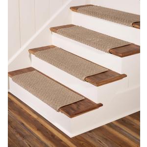 Oak Valley Designs Rounded Bullnose Carpet Stair Treads, Anti Slip Indoor Stair Mats for Wooden Stairs - Style: Bayside Charm, Wood Grain 27" W X 9.75" D (Set of 4)