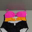 Eomenie One Piece Swimsuit for Women Ring Linked Monokini Sexy Bathing Suit Cutout Swim Suit (XX-Large, Hot Pink Orange Black)