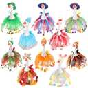 Weysat 10 Set Holiday Mini Desk Goose Outfit 250th Anniversary Summer Mexican 4th for July Magnetic Geese Statue Felt Fabric Costume for 7 Inch Desktop Goose Table Decor Gifts(Tutu Style,Crochet)